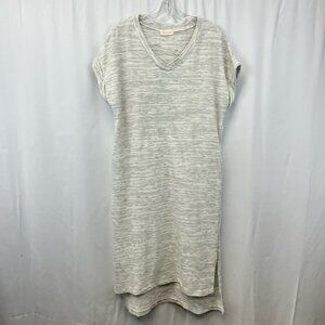 Raw Edge Womens T Shirt Dress Space Dye High Low V Neck Short Sleeve S